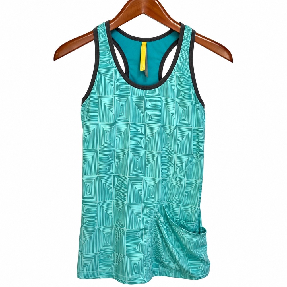 Lole Women Teal Geometric Racerback Active Tank Top LSW0546 Small